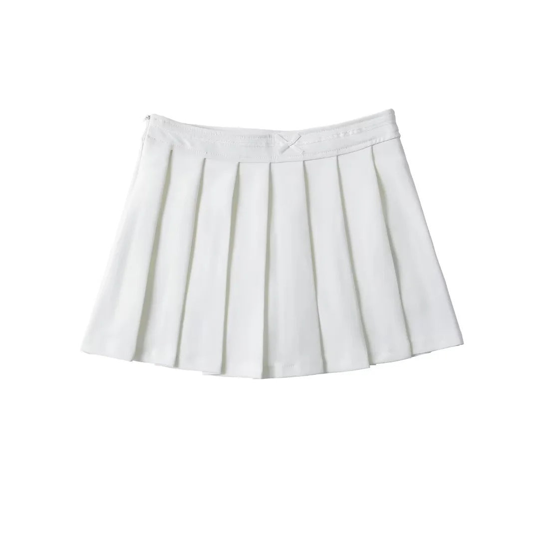 Bow pleated skirt for women