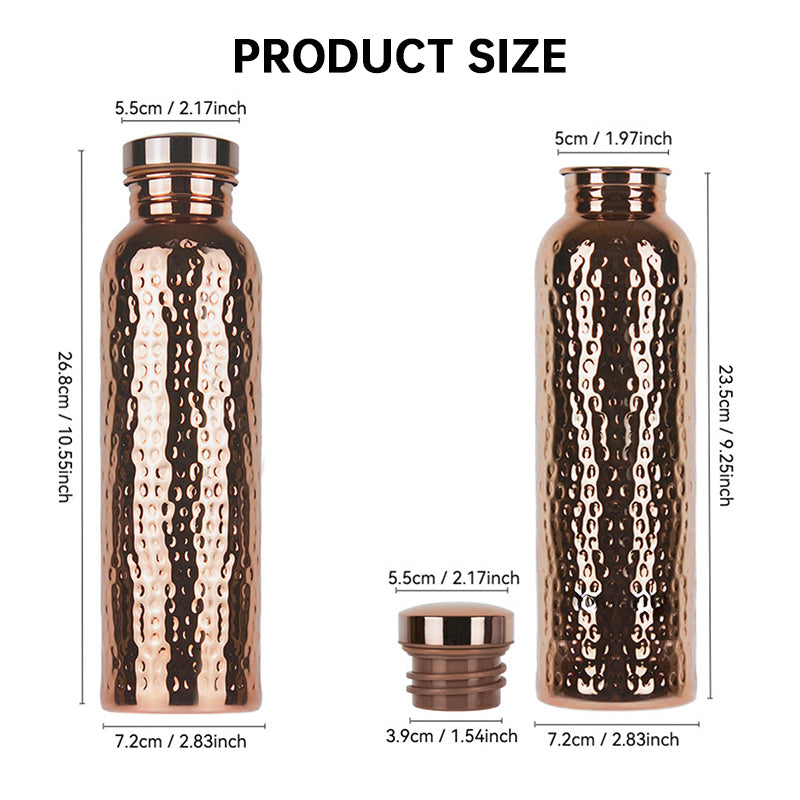 800ML Copper Hammer - Pattern Water Bottle: Leakproof, for Sports/Outdoor/Cycling/Gym/Fitness/Travel