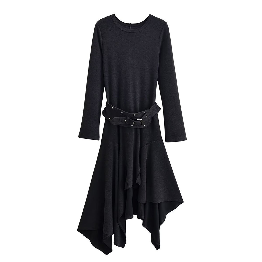 Asymmetric dress for women on the street