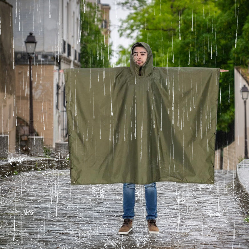 Waterproof Hooded Rain Coat/Poncho: Lightweight, for Outdoor Hiking/Fishing/Climbing (Unisex)