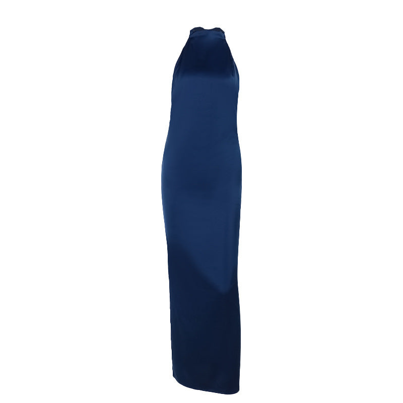 Satin backless dress for women