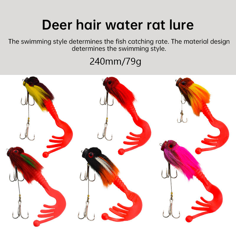 Palisandro Baby Rat Swimbait Bucktail - Muskie/Pike Lure, Hand - tied Deer Hair, Solid Body Fishing Rig
