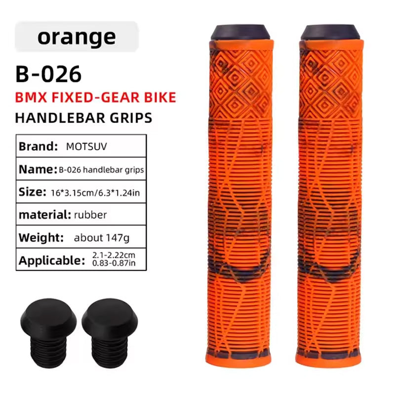 165MM Bike Handlebar Grips (Soft Rubber) - Bikes/Scooters/MTB, Colored Plugs