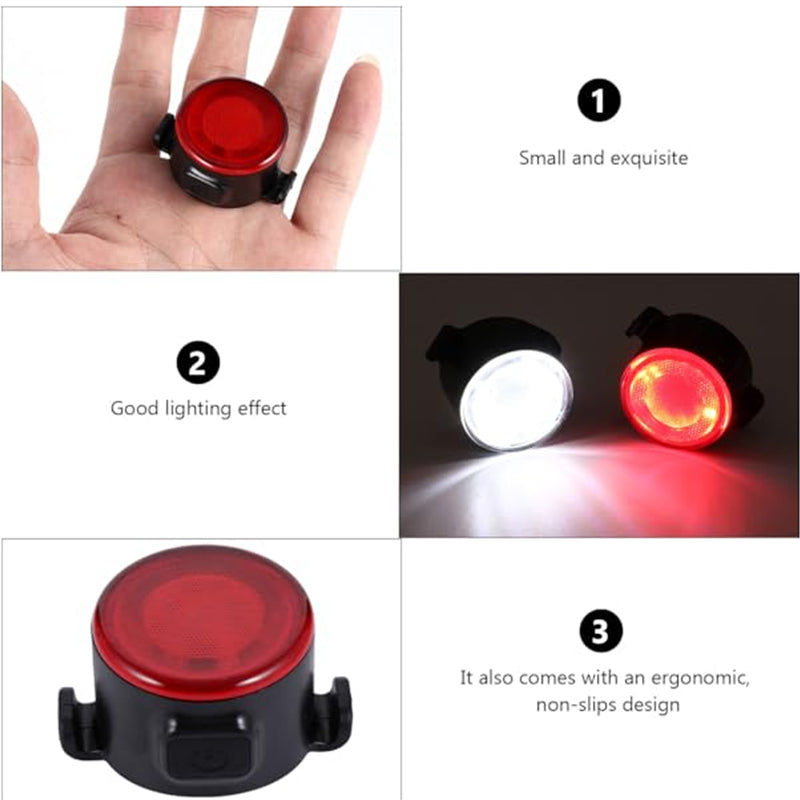Red & White LED Bike Light Set: Rechargeable (USB Charging, Built-in Battery) – Includes Cycling Flashlights