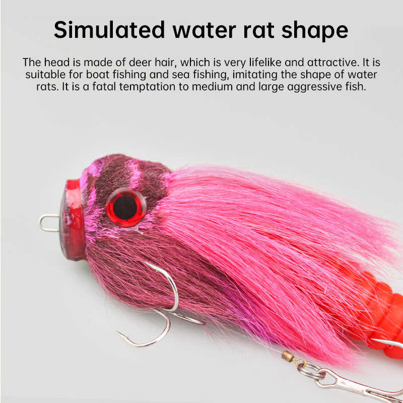 Palisandro Baby Rat Swimbait Bucktail - Muskie/Pike Lure, Hand - tied Deer Hair, Solid Body Fishing Rig