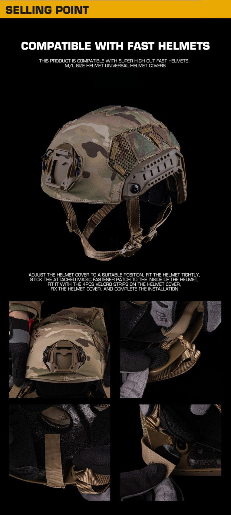FAST SF Ultra-high Cut Camouflage Helmet Cover (Medium Size, M)