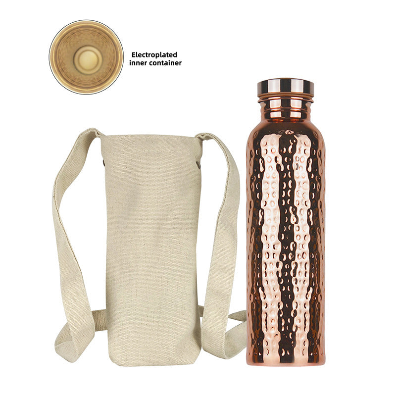 800ML Copper Hammer - Pattern Water Bottle: Leakproof, for Sports/Outdoor/Cycling/Gym/Fitness/Travel