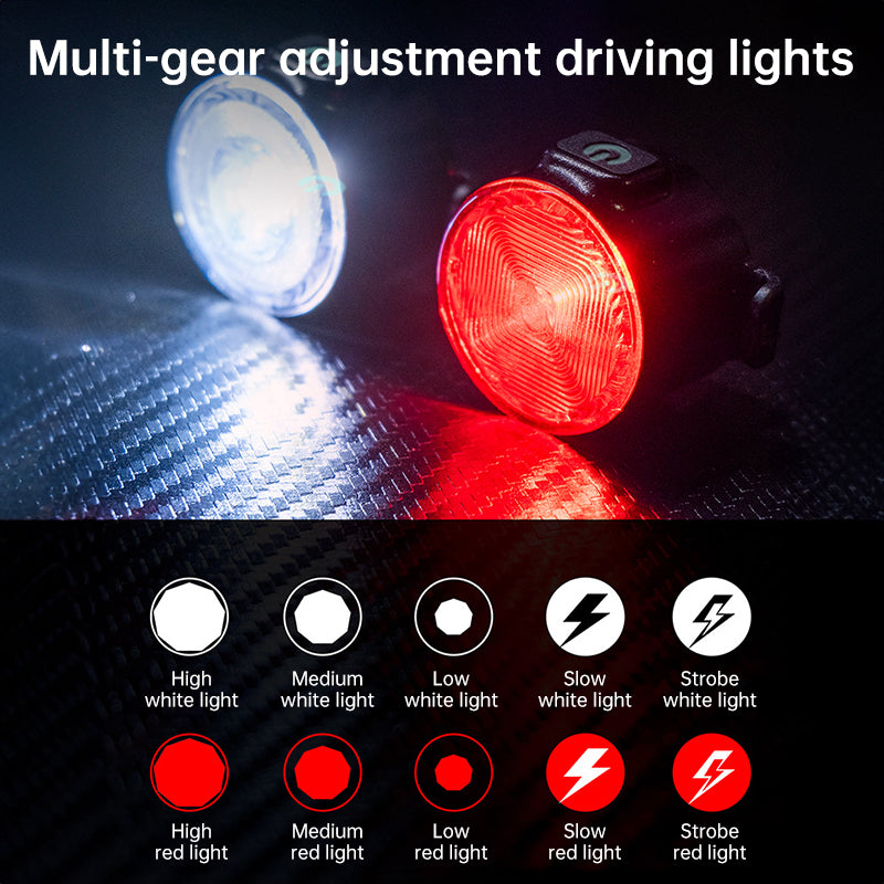 Red & White LED Bike Light Set: Rechargeable (USB Charging, Built-in Battery) – Includes Cycling Flashlights