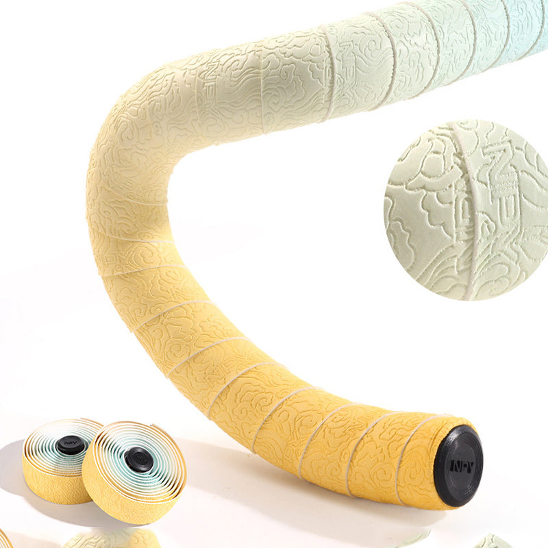 Road Bike Handlebar Tape: Double-Pinyin Cloud Pattern, Gradient Color, Comfortable, Shock - Absorbing, Breathable