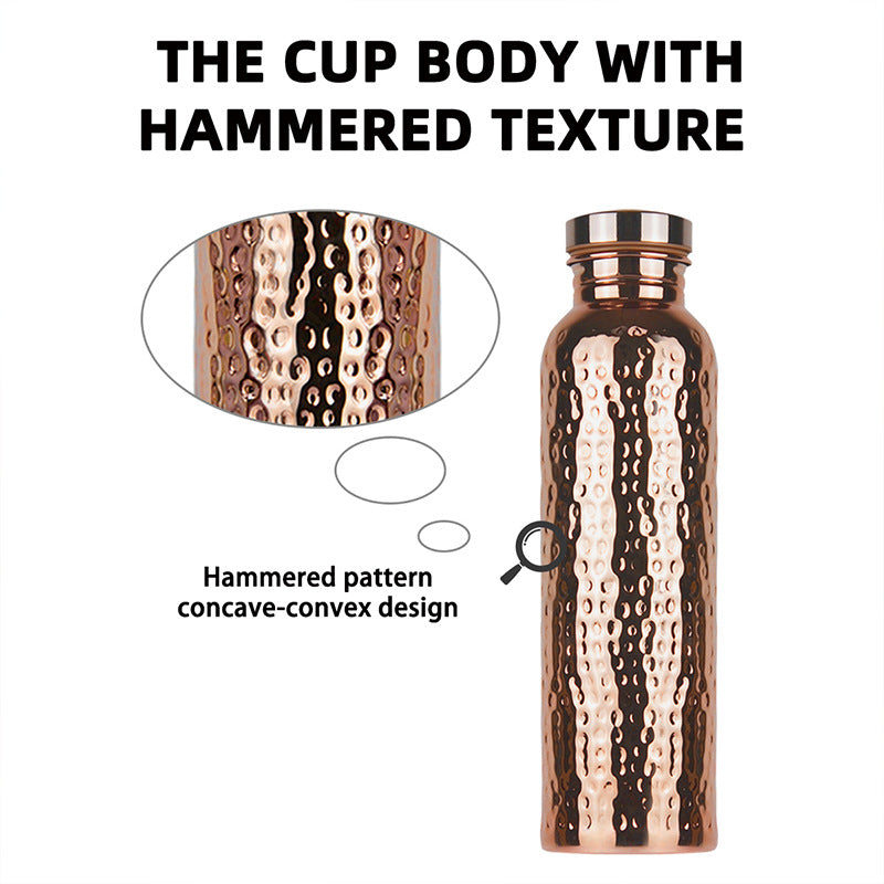 800ML Copper Hammer - Pattern Water Bottle: Leakproof, for Sports/Outdoor/Cycling/Gym/Fitness/Travel