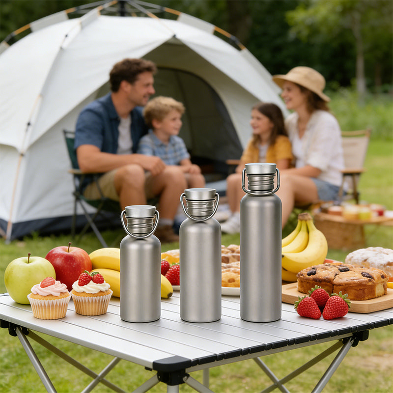 Pure Titanium Water Bottle, Lightweight Single-Wall Wide Mouth for Sports, Camping, Travel