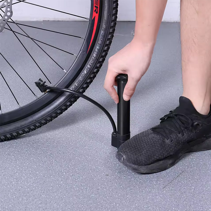 Portable Bike Pump (Schrader Valve 80psi), Lightweight Tube, Manual Inflator (Road/MTB), Cycling Accessories