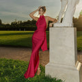 Satin backless dress for women
