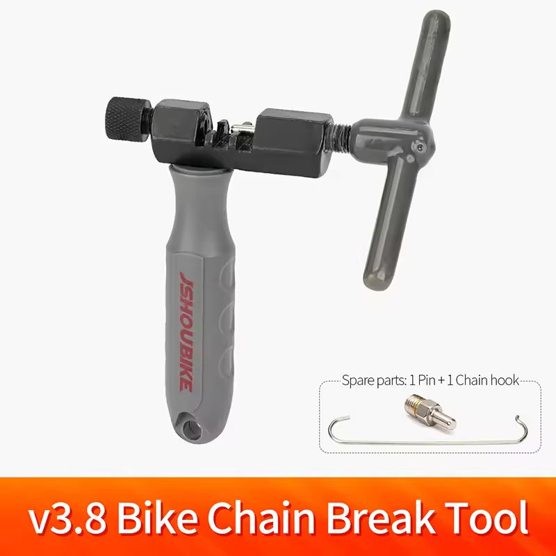 Universal Bike Chain Breaker v3.8: Cuts pins, removes links. For single - 12 speed MTB, road bikes. Repair tool.